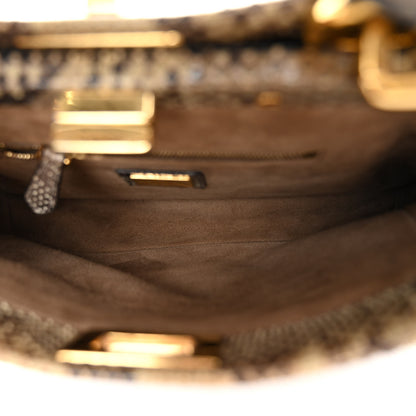 Fendi Snakeskin Camoscio Mini Peekaboo Iconic Satchel Asfalto Nocciola 5 of 10