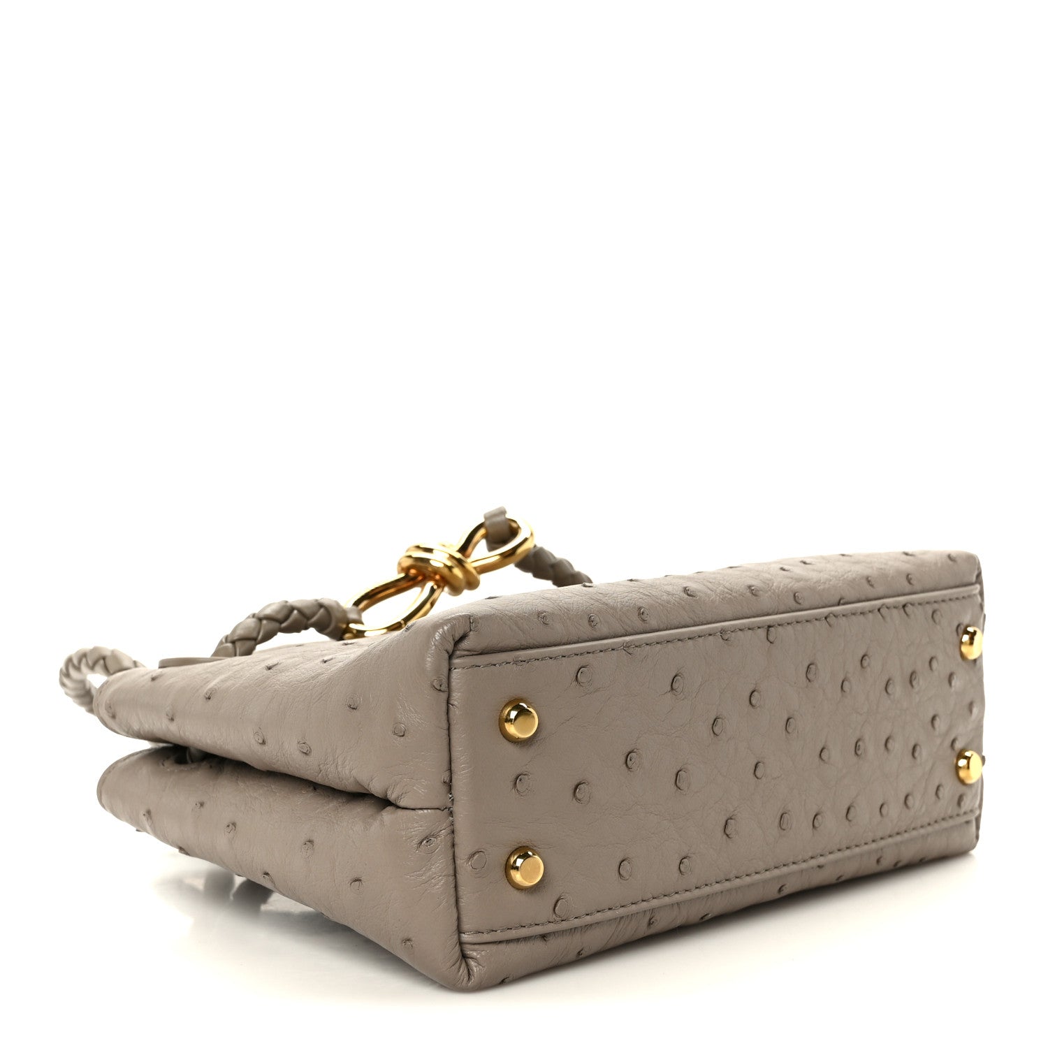 Bottega Veneta Ostrich Mini Andiamo Shoulder Bag Limestone 4 of 10