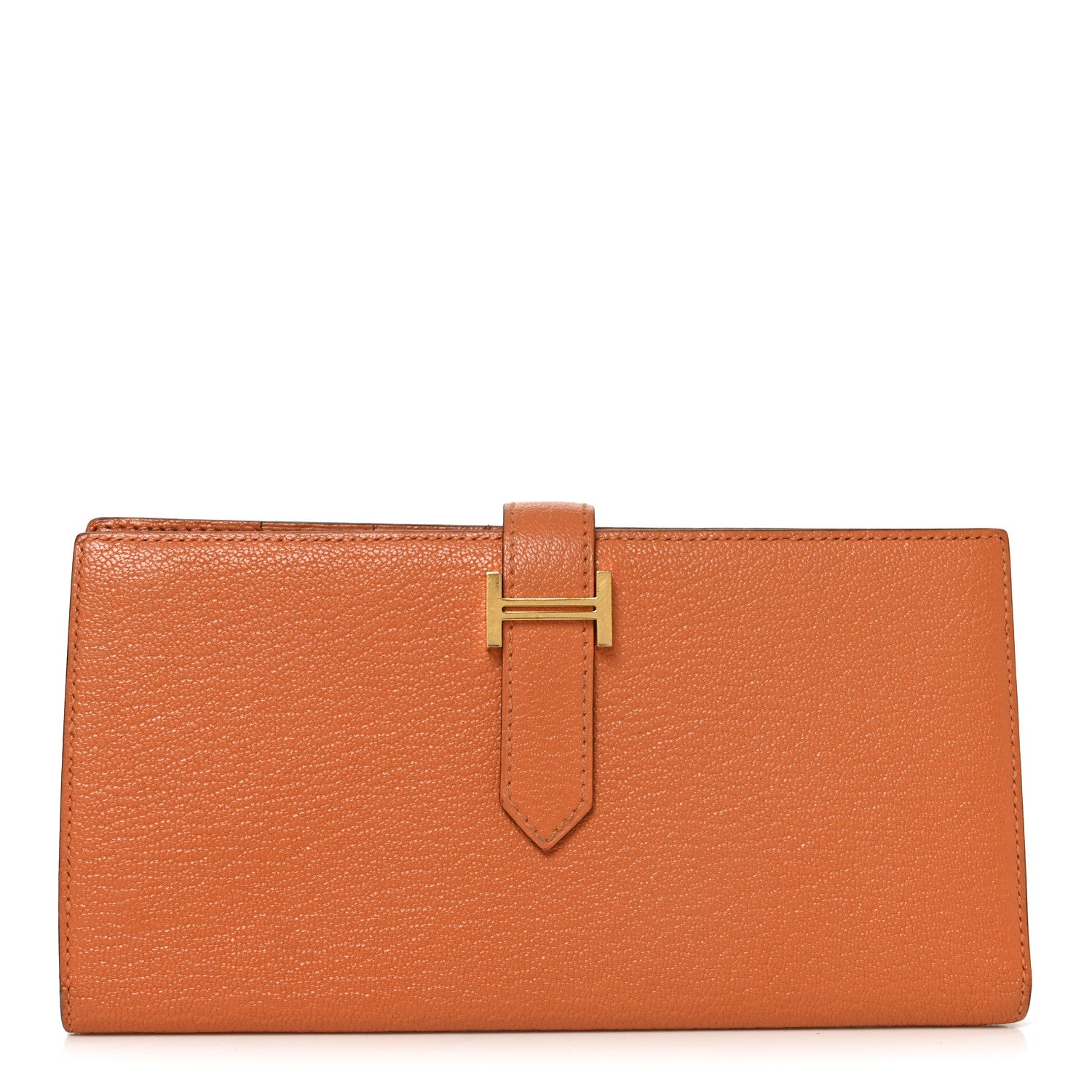Hermes Chèvre Mysore Bearn Gusset Wallet Orange 1 of 7