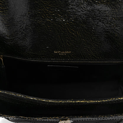 Saint Laurent Crinkled Calfskin Matelasse Monogram Medium Niki Chain Satchel Black Ocra 4 of 6