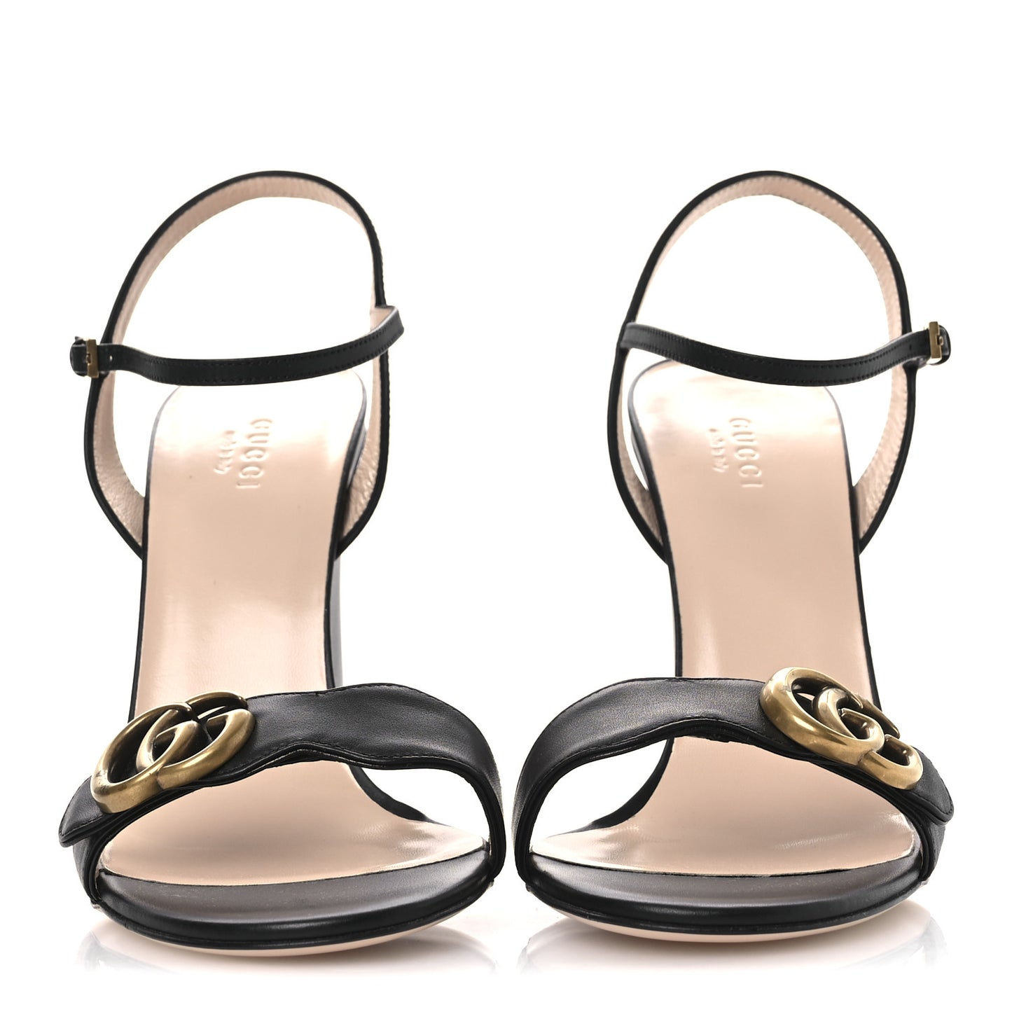 Lifford Calfskin GG Marmont Ankle Wrap 105mm Sandals 39.5 Black
