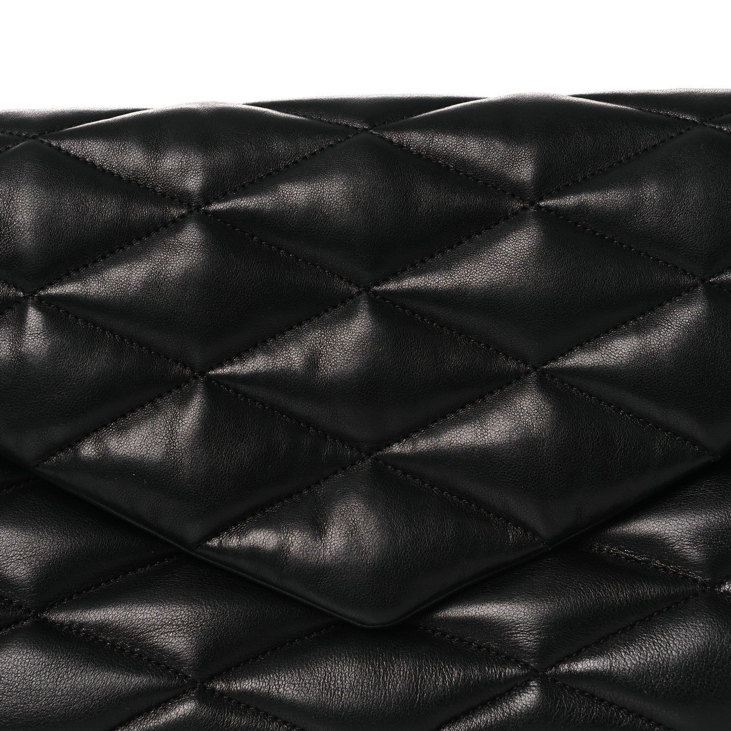 Lambskin Quilted Sade Puffer Envelope Clutch Black