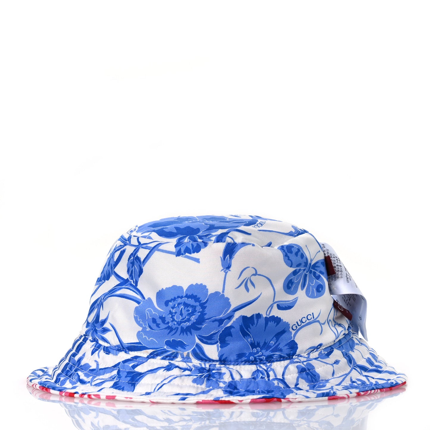 Silk Monogram Bob Reversible Flora Bucket Hat with Pouch  Pink Blue White
