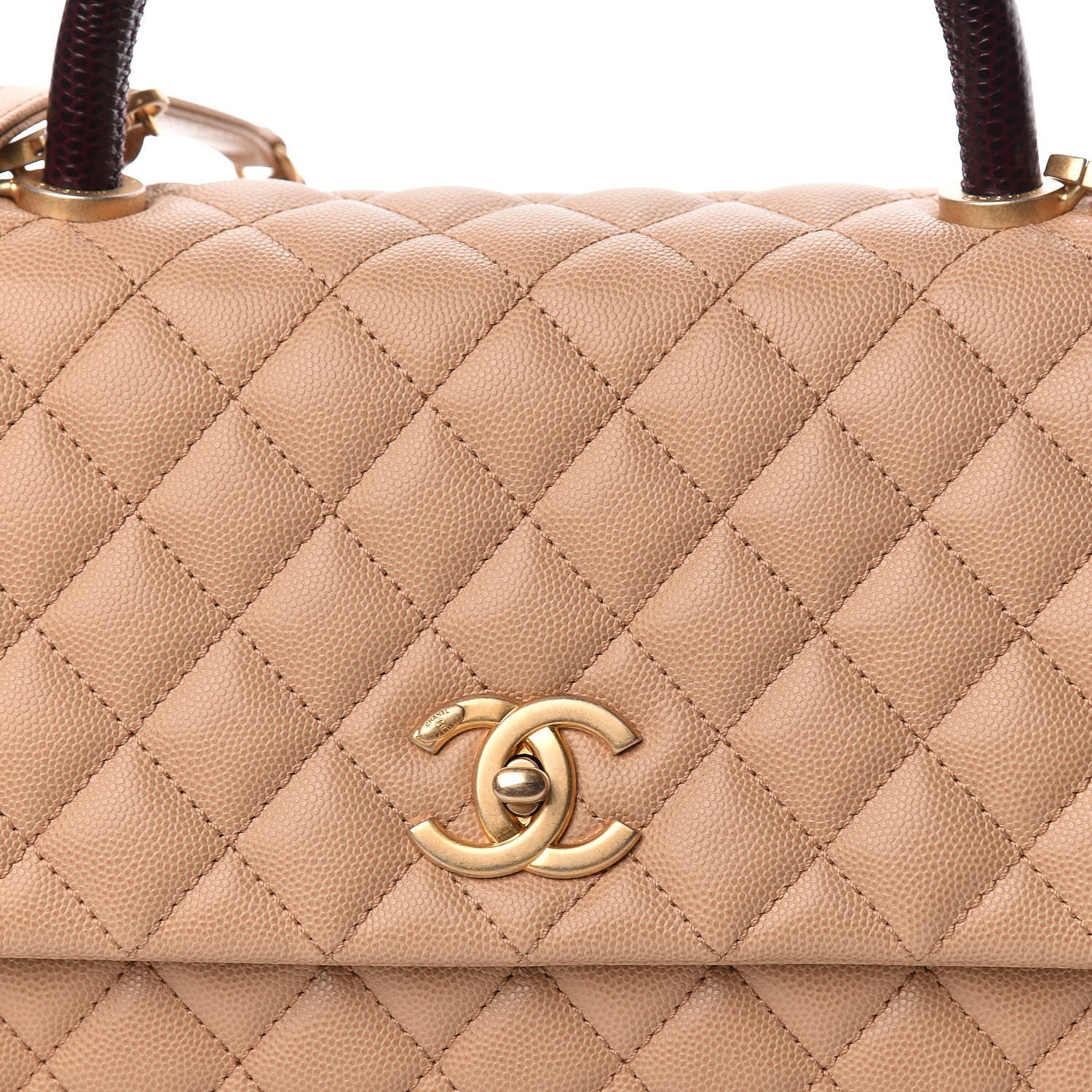 Chanel Caviar Lizard Embossed Quilted Small Coco Handle Flap Beige 18 of 18