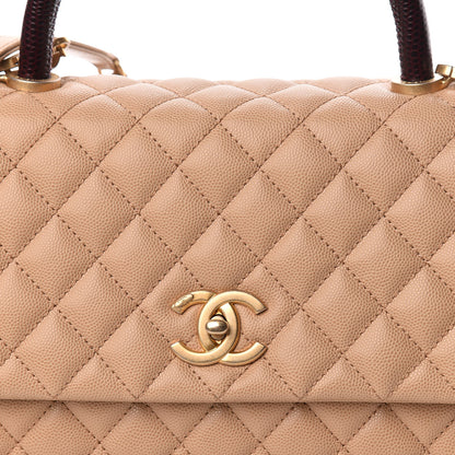 Chanel Caviar Lizard Embossed Quilted Small Coco Handle Flap Beige 18 of 18
