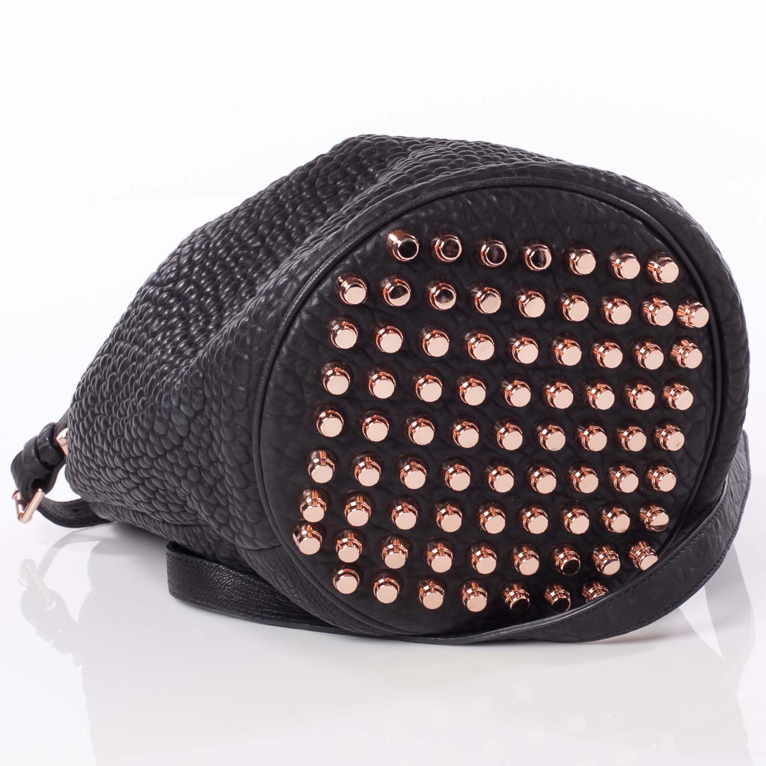 Alexander Wang Leather Diego Bucket Bag w Rose Gold Hardware Black