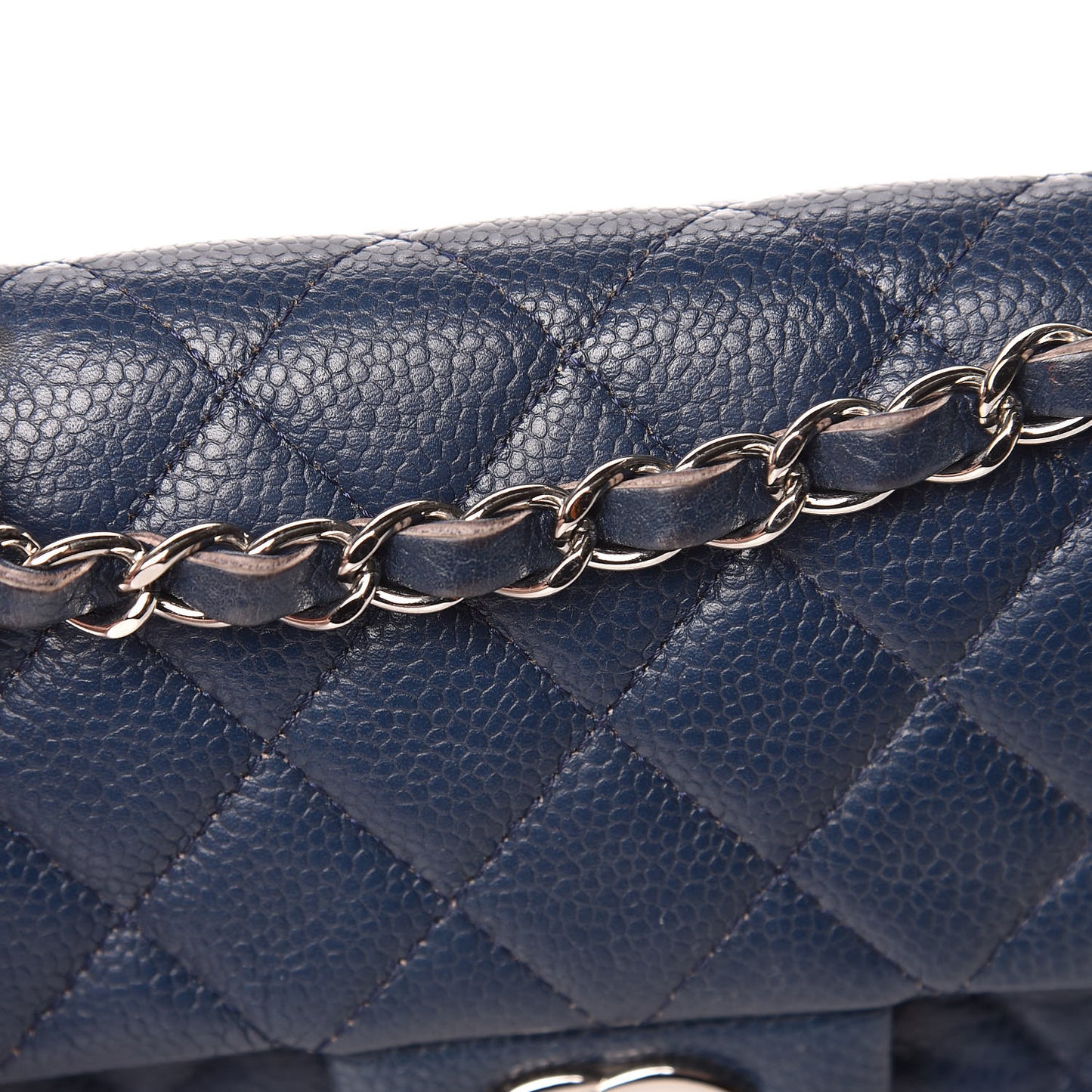 Caviar Quilted Mini Rectangular Flap Navy