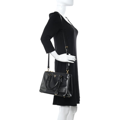 Prada Saffiano Vernice Small Galleria Double Zip Tote Black 2 of 12