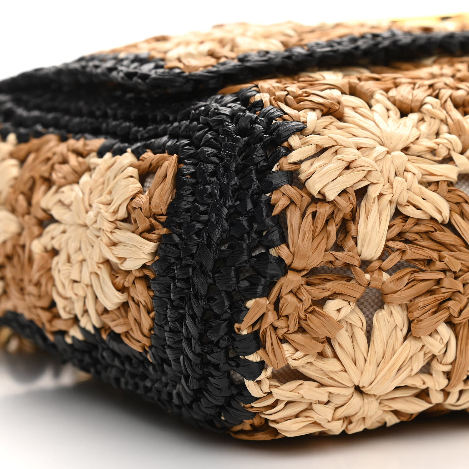 Gucci Raffia Azalea Calfskin Crochet Flower Small GG Marmont Shoulder Bag Natural Ecru Black 9 of 10