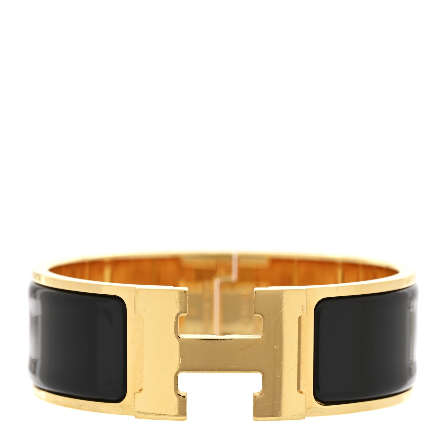 Hermes Enamel Clic Clac H Bracelet Wide GM Black 1 of 4