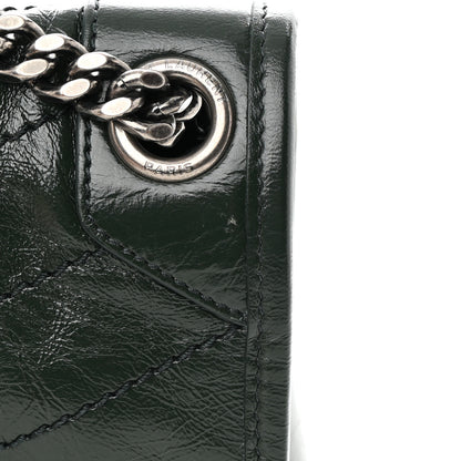 Saint Laurent SAINT LAURENT Crinkled Lambskin Matelasse Monogram Medium Niki Chain Satchel Green 13 of 14