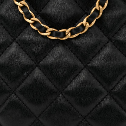 Chanel Lambskin Quilted Small Pearl Crush Hobo Black 13 of 14