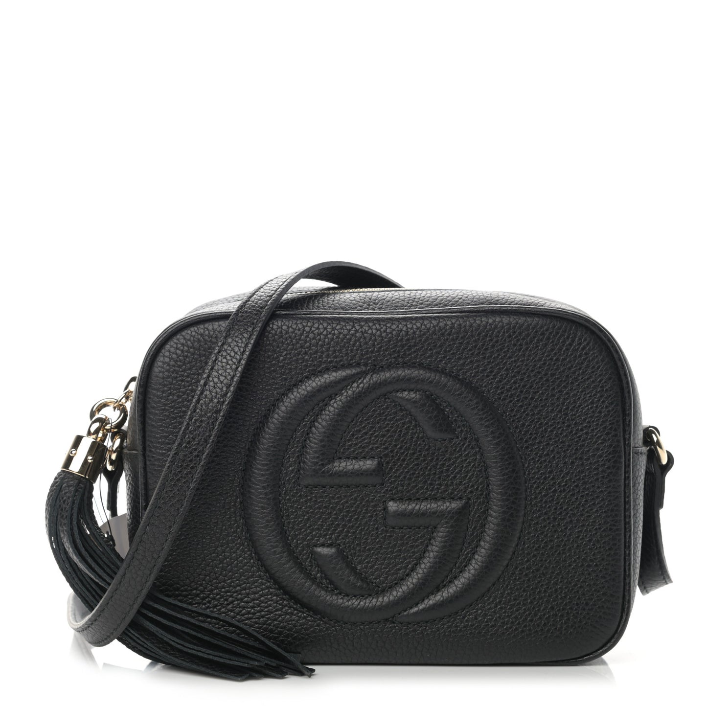 Pebbled Calfskin Small Soho Disco Bag Black