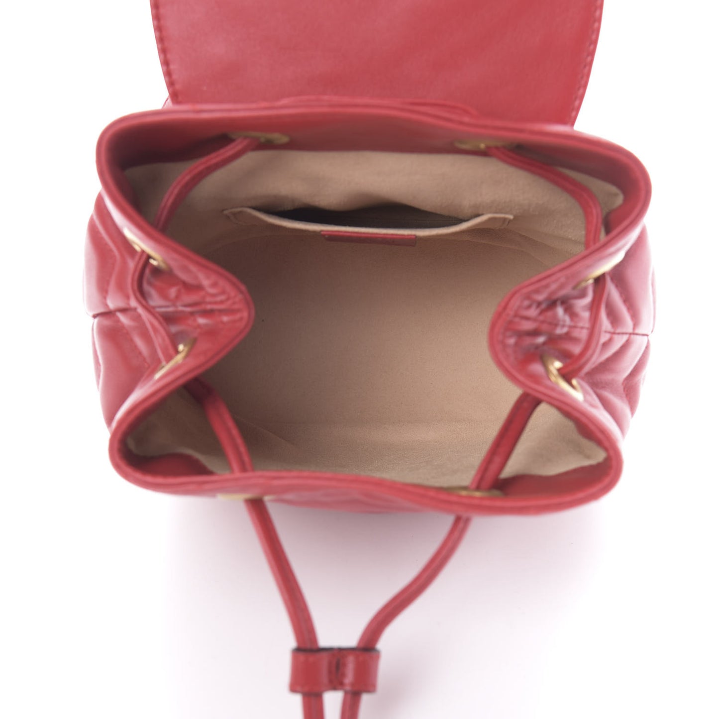 Calfskin Matelasse GG Marmont Flap Backpack Hibiscus Red