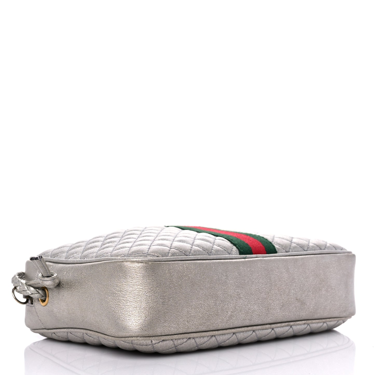 Laminated Nappa Web Trapuntata Small GG Shoulder Bag Argento