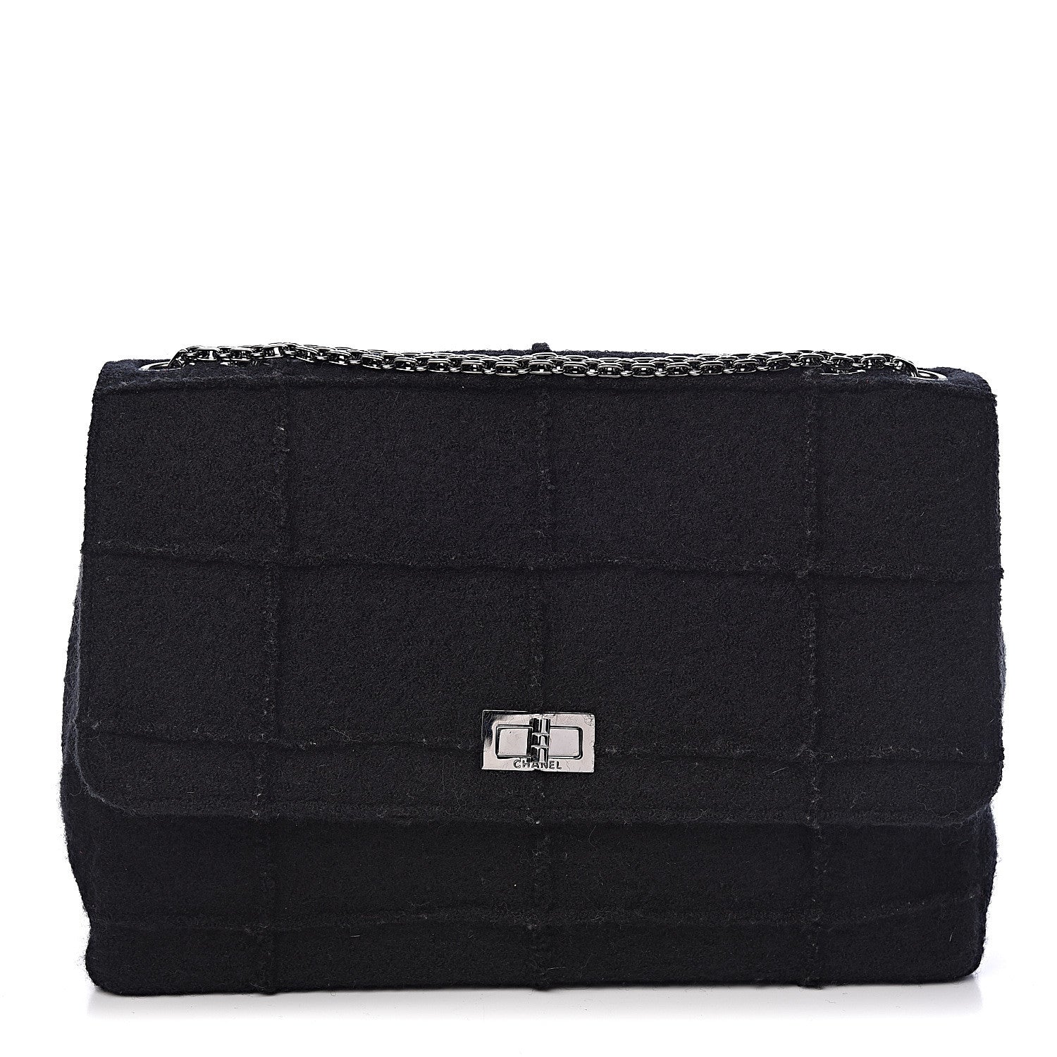 Chanel Wool Patchwork Mademoiselle Jumbo Flap Black 1 of 11
