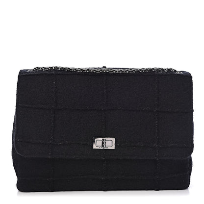 Chanel Wool Patchwork Mademoiselle Jumbo Flap Black 1 of 11
