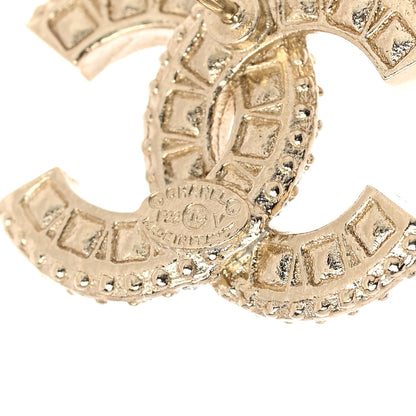 Chanel Crystal Timeless CC Earrings Light Gold 4 of 5