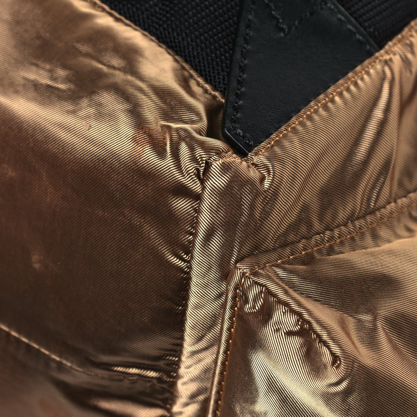 Metallic Satin Nylon Medium Rucksack Backpack Gold