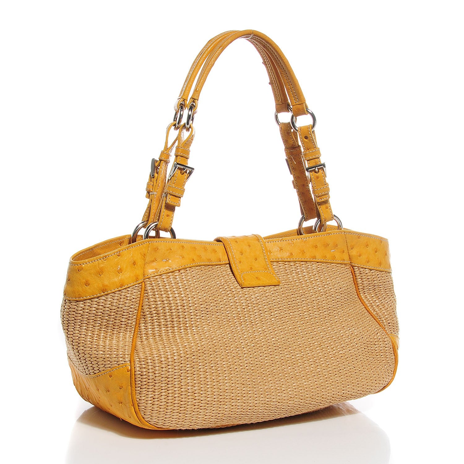 Prada Straw Ostrich Tote Naturale Soleil 3 of 8