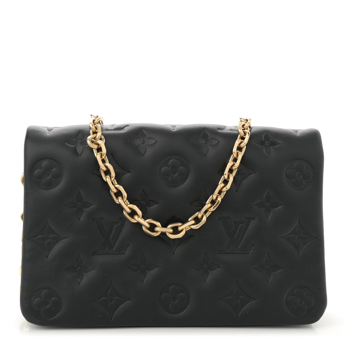 Lambskin Embossed Monogram Pochette Coussin Black