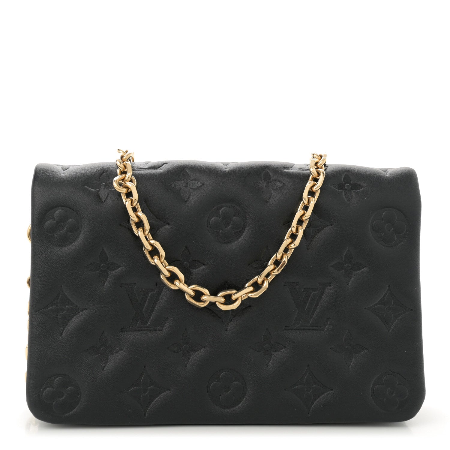 Louis Vuitton Lambskin Embossed Monogram Pochette Coussin Black 1 of 10