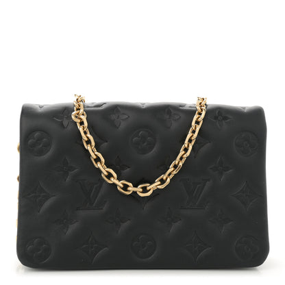 Louis Vuitton Lambskin Embossed Monogram Pochette Coussin Black 1 of 10