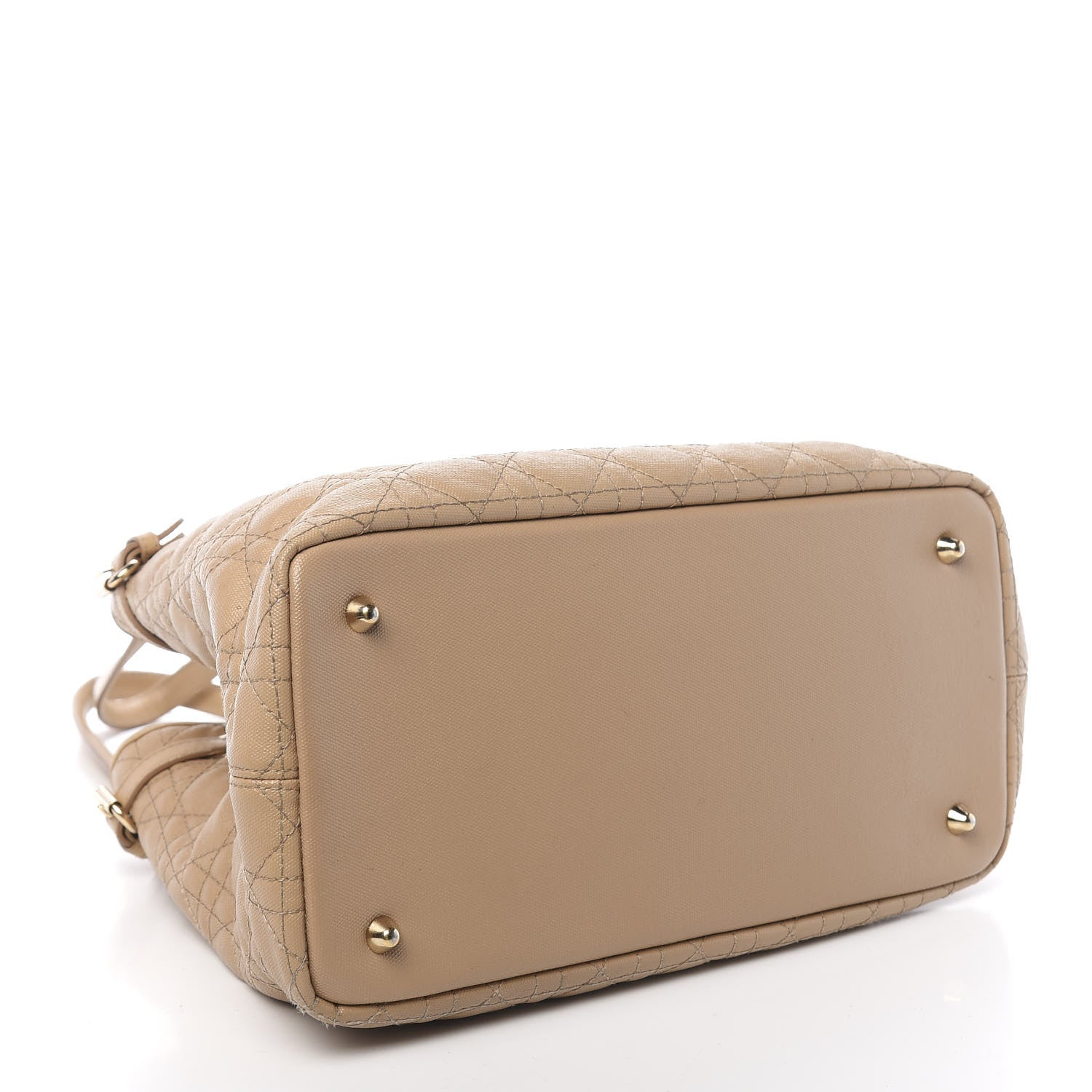 Christian Dior Coated Canvas Cannage Medium Panarea Tote Beige 4 of 20