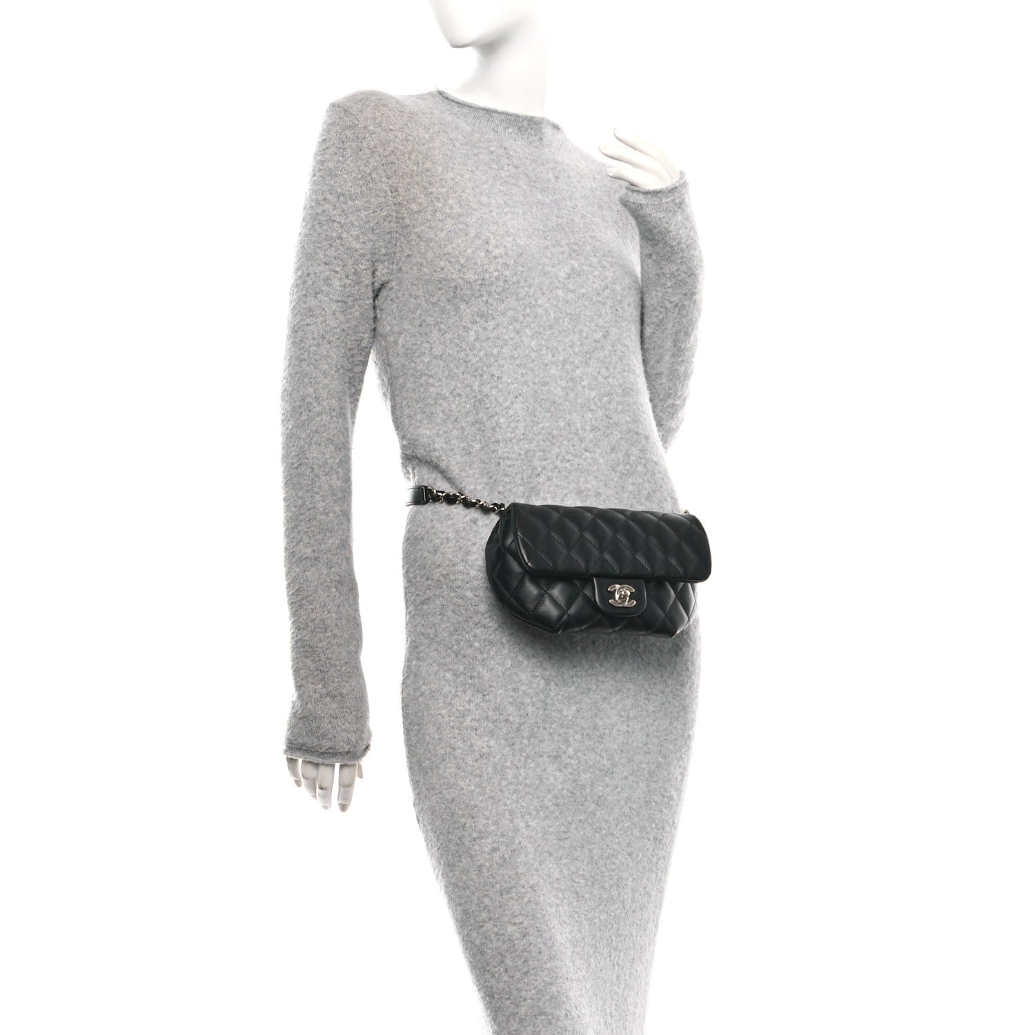 Chanel Calfskin Quilted CC Uniform Flap Belt Bag Black 2 of 12