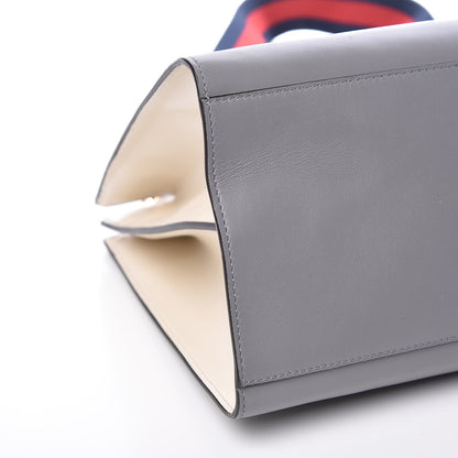 Gucci Nappa Bamboo Web Medium Nymphaea Top Handle Bag Deep Grey Mystic White 12 of 16