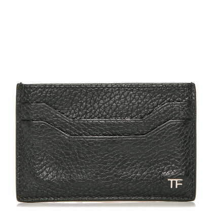 Tom Ford Grained Calfskin Open Side Card Holder Black 1 of 6