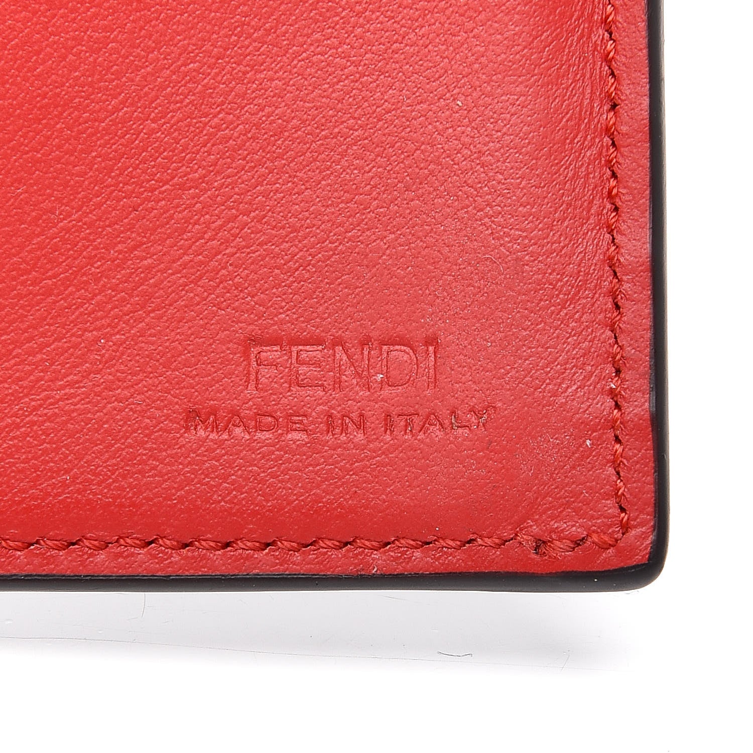 Fendi Vitello Century Monster Eyes Inlay Bi-Fold Wallet Black Giallo Rosso 6 of 7