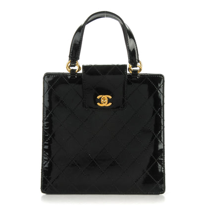 Chanel Patent Quilted Top Handle Tote Black 1 of 7