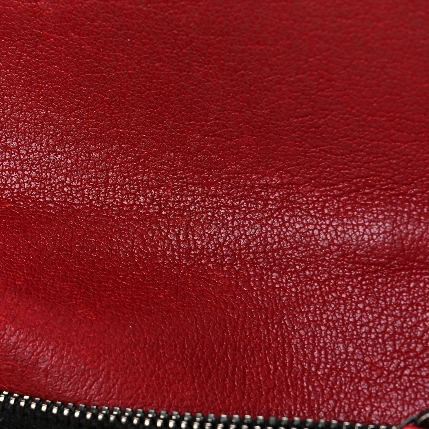 Sheepskin Matelasse Chevron Monogram College Chain Wallet New Red