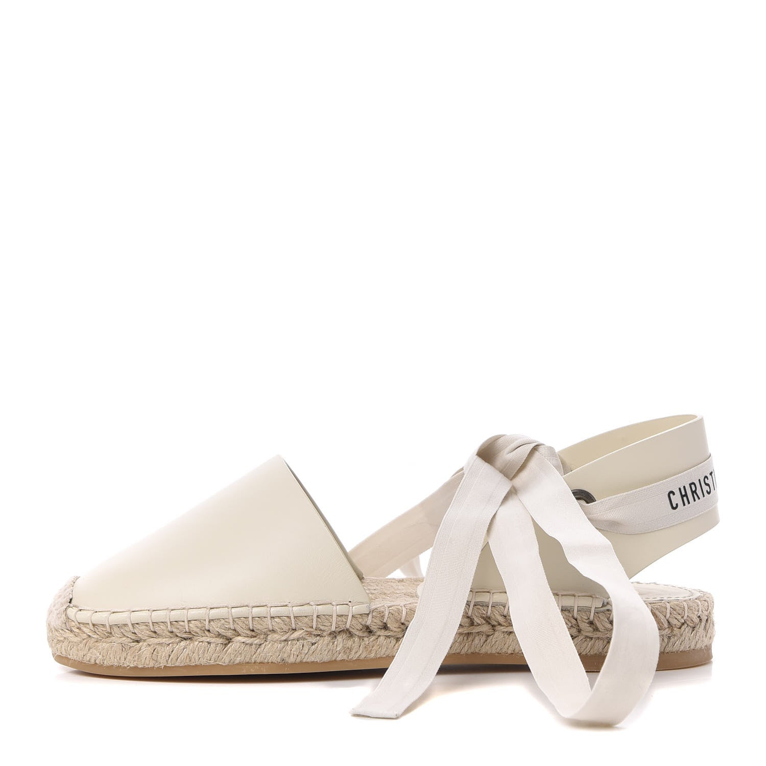 Christian Dior Calfskin Nicely-D Ankle Tie Espadrilles Flats 36 Off White 1 of 8