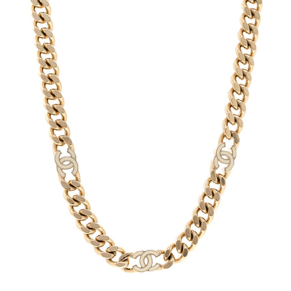 Chanel Metal Enamel Chain CC Choker Gold White 1 of 6