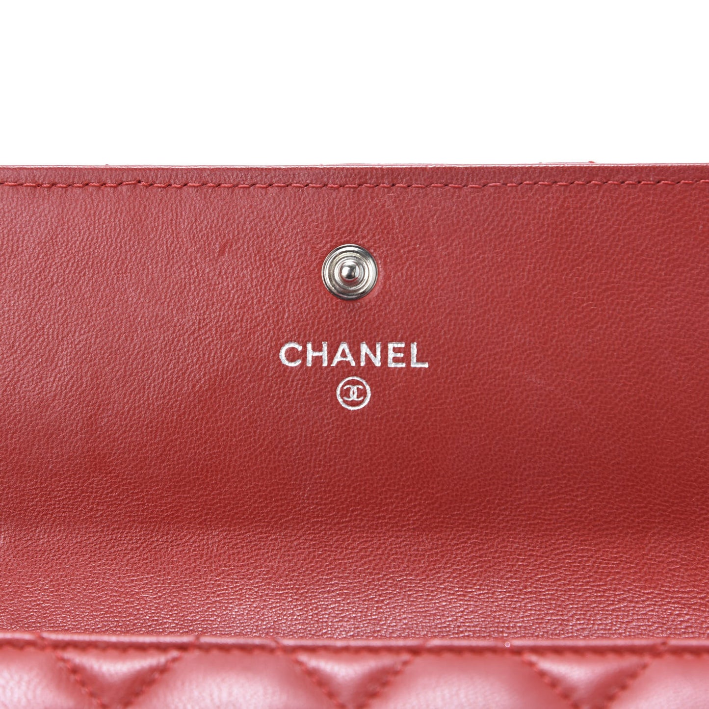 Lambskin Quilted Large Gusset Flap Wallet Red