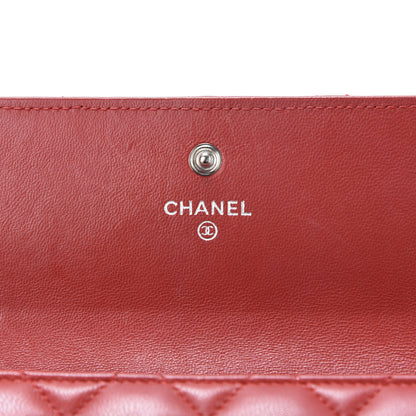 Chanel Lambskin Quilted Large Gusset Flap Wallet Red 7 of 9