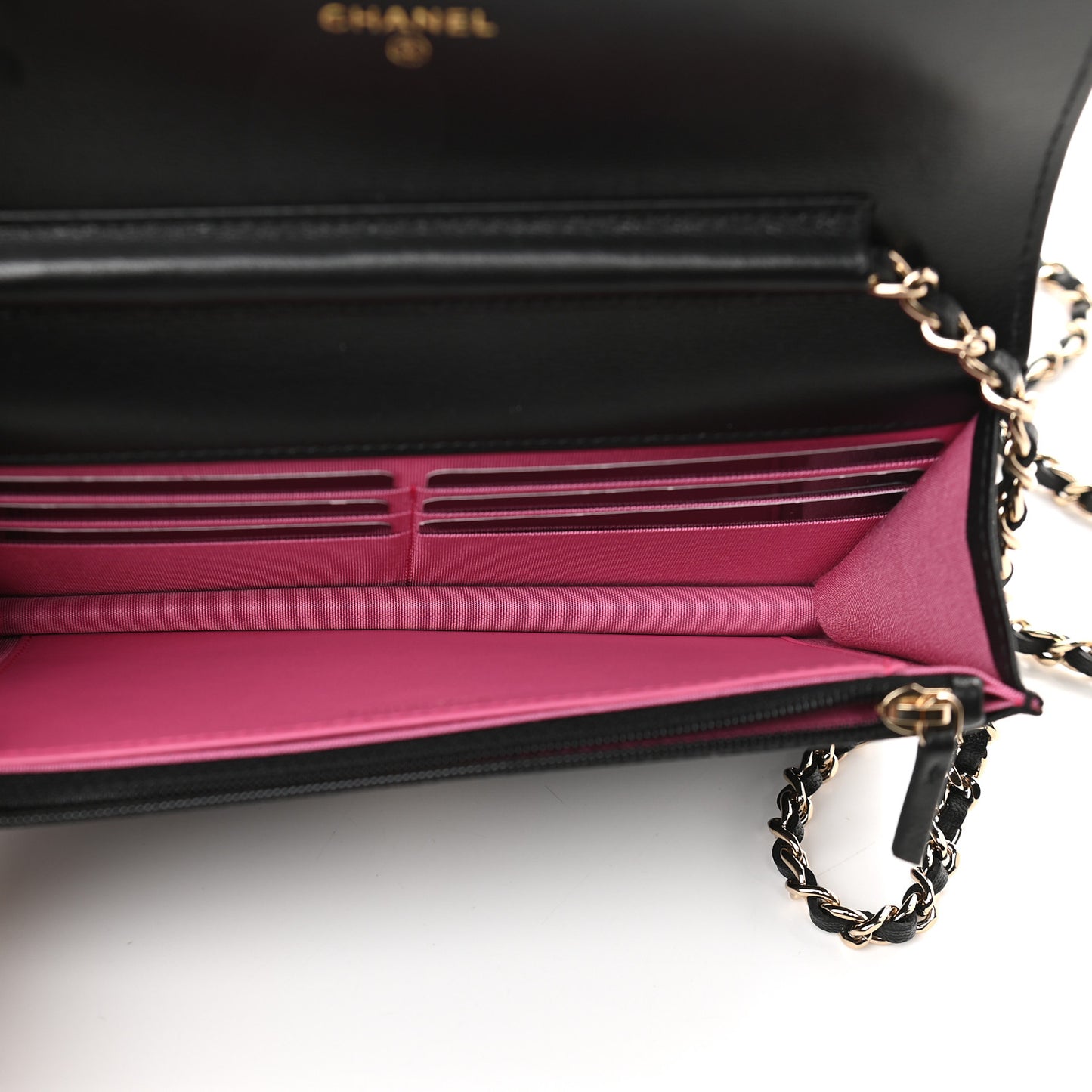 Goatskin Quilted Timeless CC Wallet On Chain WOC Black
