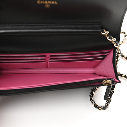 Chanel Goatskin Quilted Timeless CC Wallet On Chain WOC Black 5 of 10