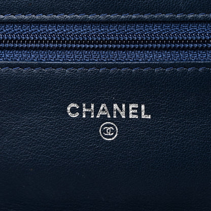Chanel Patent Quilted Wallet On Chain WOC Blue 6 of 12