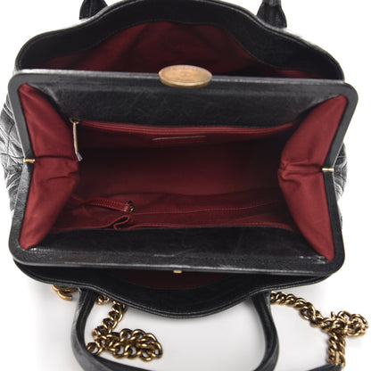 Chanel Glazed Caviar Quilted Large Frame Tote Black 7 of 10