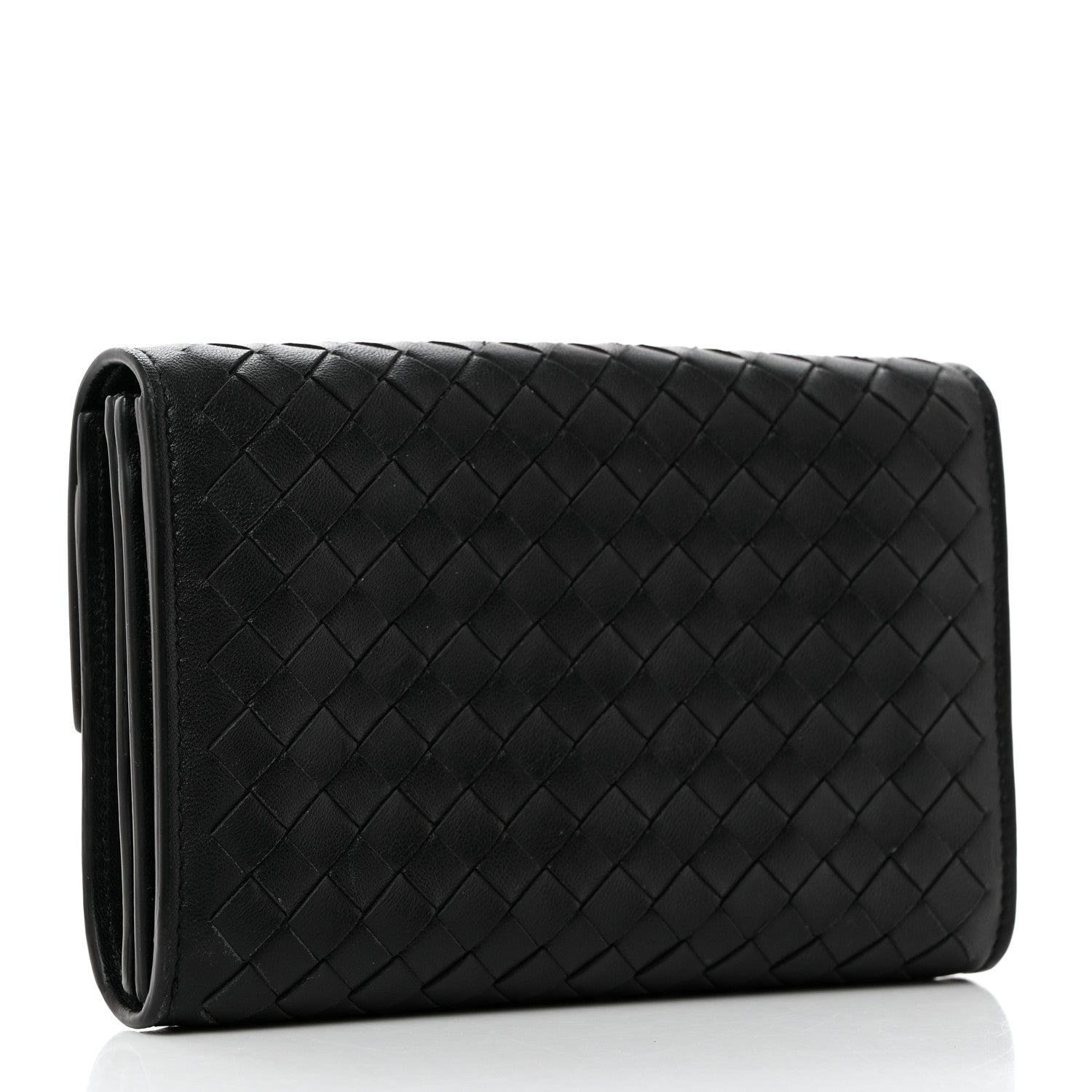 Bottega Veneta Nappa Intrecciato Continental Compact Flap Wallet Black 3 of 7
