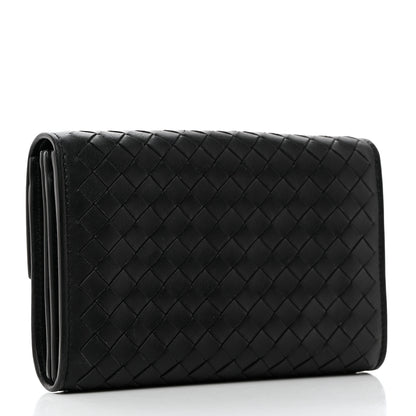 Bottega Veneta Nappa Intrecciato Continental Compact Flap Wallet Black 3 of 7