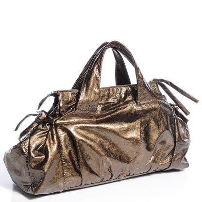 Gucci Patent Leather Medium Hysteria Top Handle Bag Gold 3 of 9