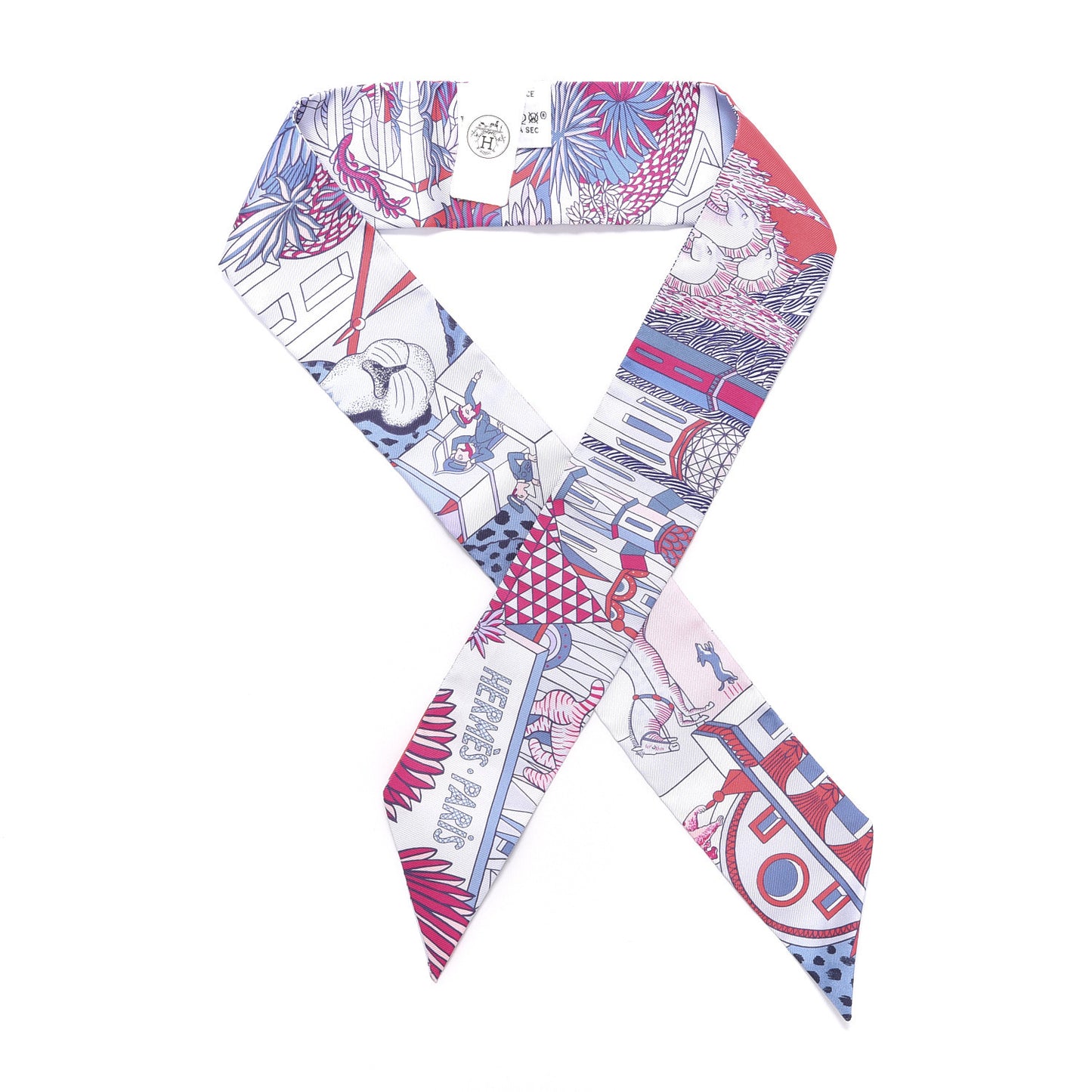 Silk Animapolis Plumetis Twilly Ciel Rose Vif Bleu