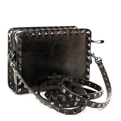 Valentino Garavani Craquele Calfskin Mini Guitar Flap Pocket Shoulder Bag Black 3 of 9
