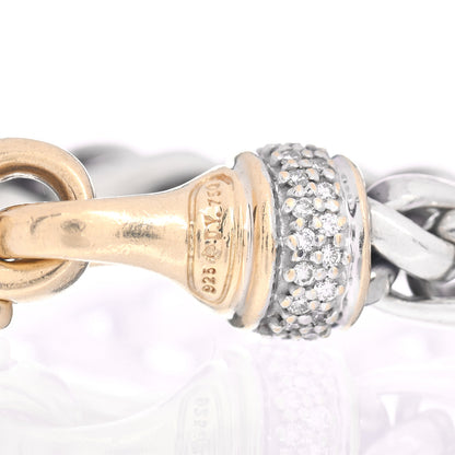 David Yurman Sterling Silver 18K Yellow Gold Diamond Wheat Buckle Bracelet 4 of 4