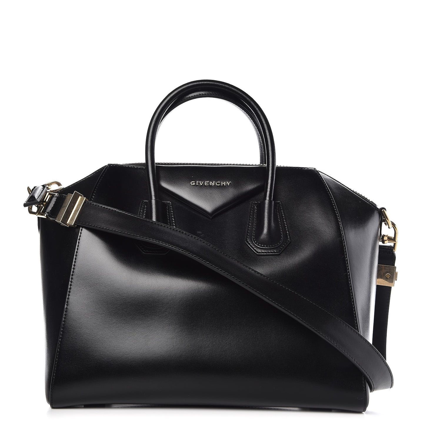 Shiny Lord Calfskin Medium Antigona Black