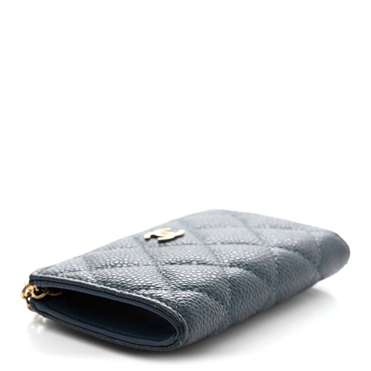 Chanel Caviar Quilted Zipped Key Holder Case Dark Blue 4 of 7